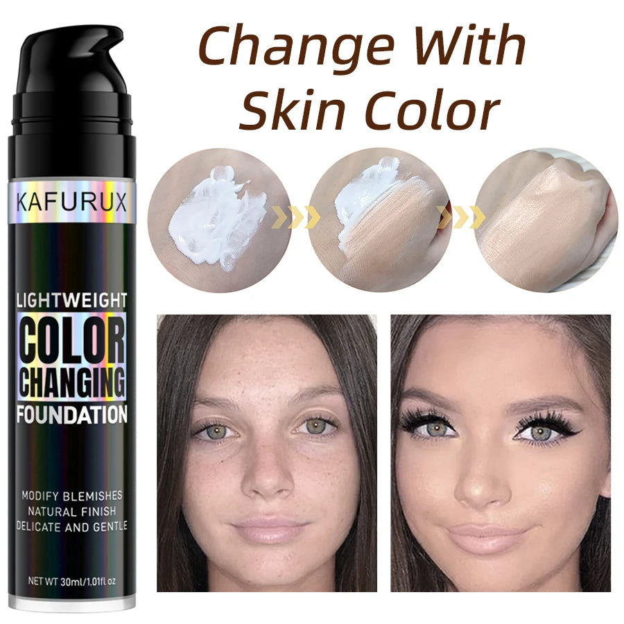 1PC Magic Color Changing Foundation Liquid Soft Matte Long Lasting Hydrating Makeup Base Cream for All Different Skin Tone