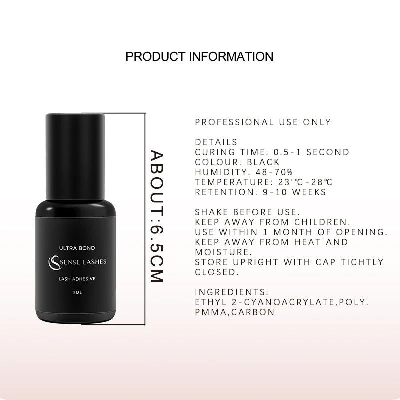 SENSE LASHES 10 Bottles Eyelash Glue 5ml Lash Adhesive Pegamento De Pestañas Adhesivo Extensiones De Pestañas