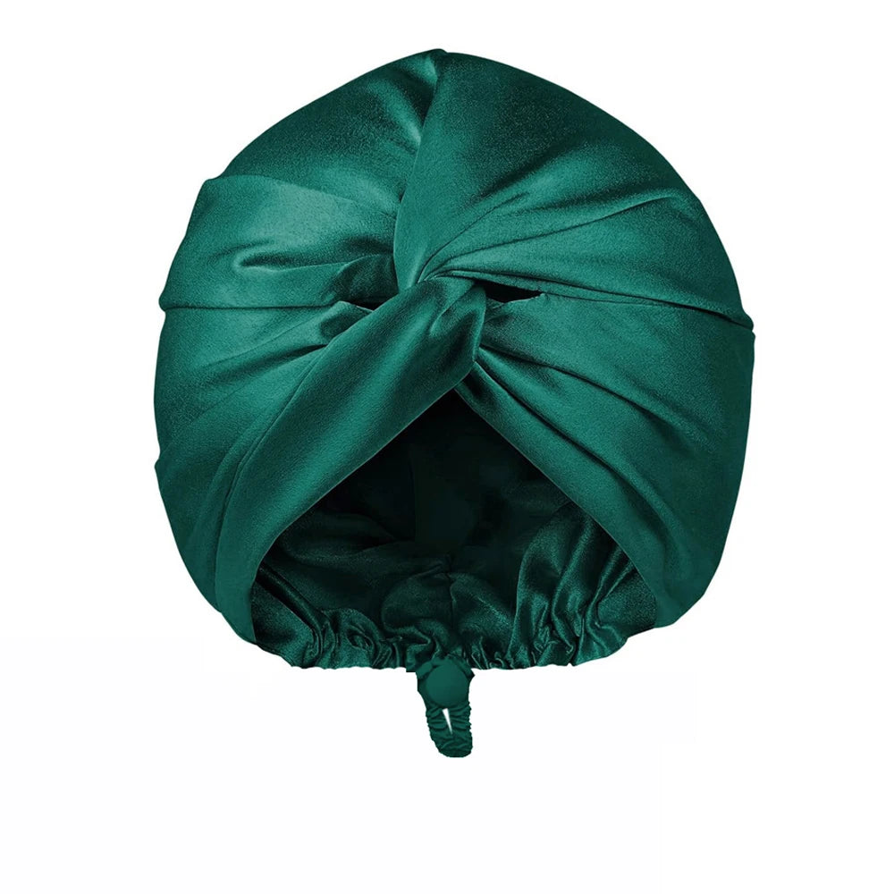 Satin Silk Bonnet for Sleeping Double Layer Turban Sleep Cap for Women Adjustable Hair Wrap for Curly Straight Hair