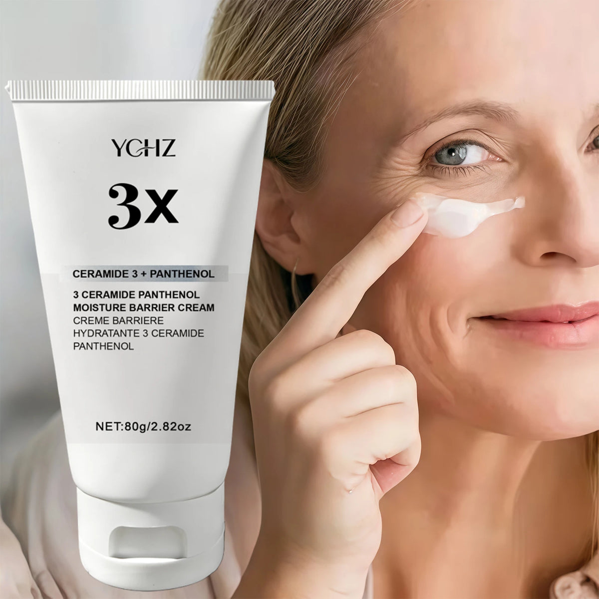 3X Ceramide Panthenol Moisturizing Barrier Cream, Suitable for All Skin Types, Daily Facial Moisturizer, Soothing, Non-Comedogenic, Contains Centella Asiatica, Korean Skincare, 80g