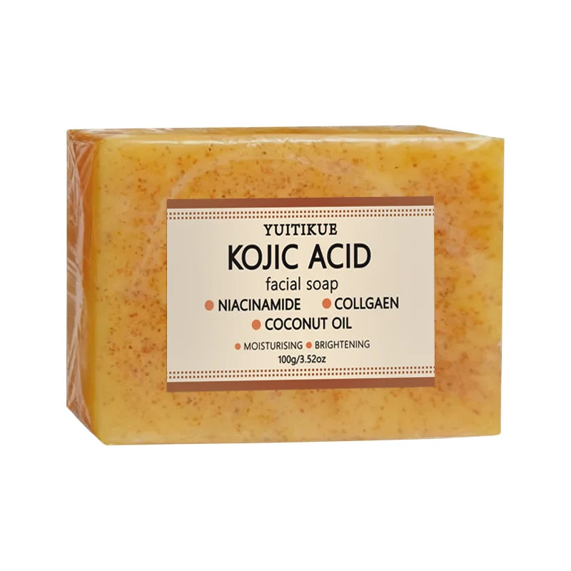 Yuitikue Kojic Acid Facial Soap, 100g with Niacinamide, Collagen & Coconut Oil, Moisturizing & Brightening Cleansing Bar