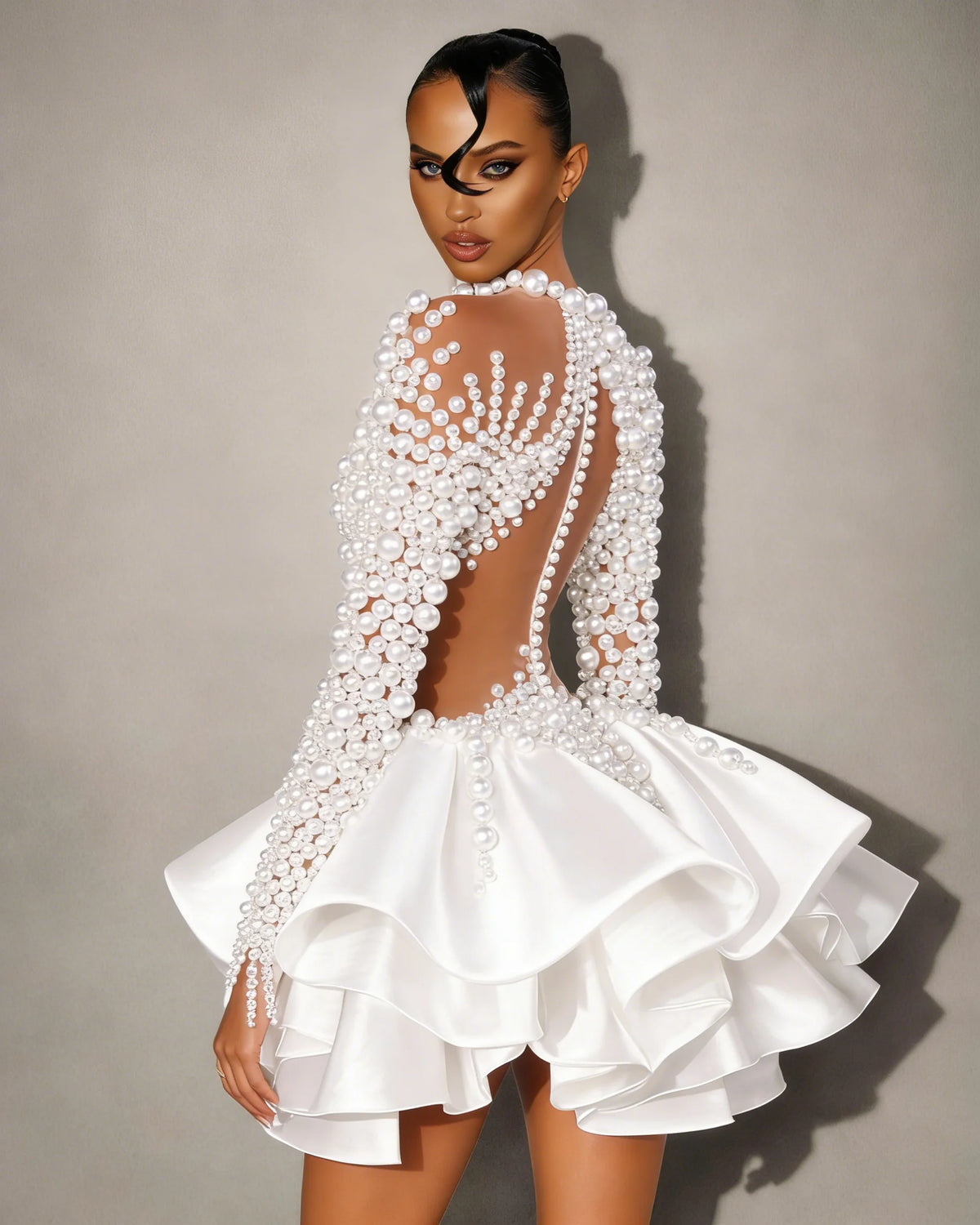 White Wedding Dresses Short Prom Dresses Mermaid Mini Special Design Floor-Length Prom Dress Vestido De Noite Customized