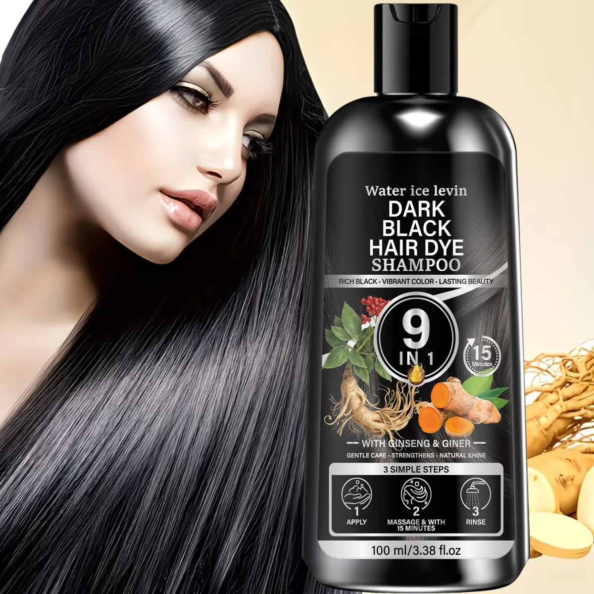 9‑in‑1 Herbal Black Hair‑Nourishing Shampoo With Ginseng Ginger Boost Hair Shine Soften Dry Strands Gentle Daily Hair Care