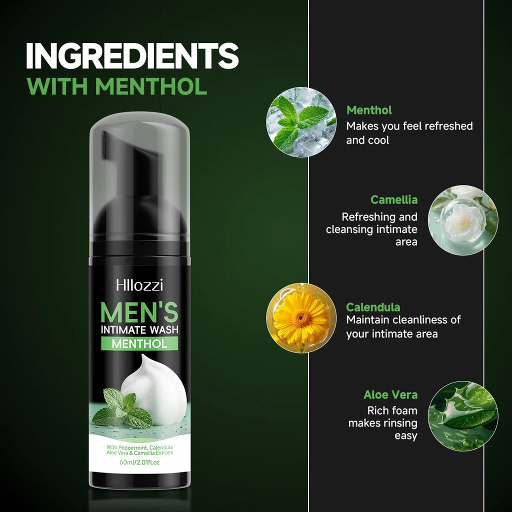 MEN'S INTIMATE WASH COOLING MINT: Superior Odor Control, All-Day Freshness & Gentle Daily Grooming Care. Designed for Hygiene.