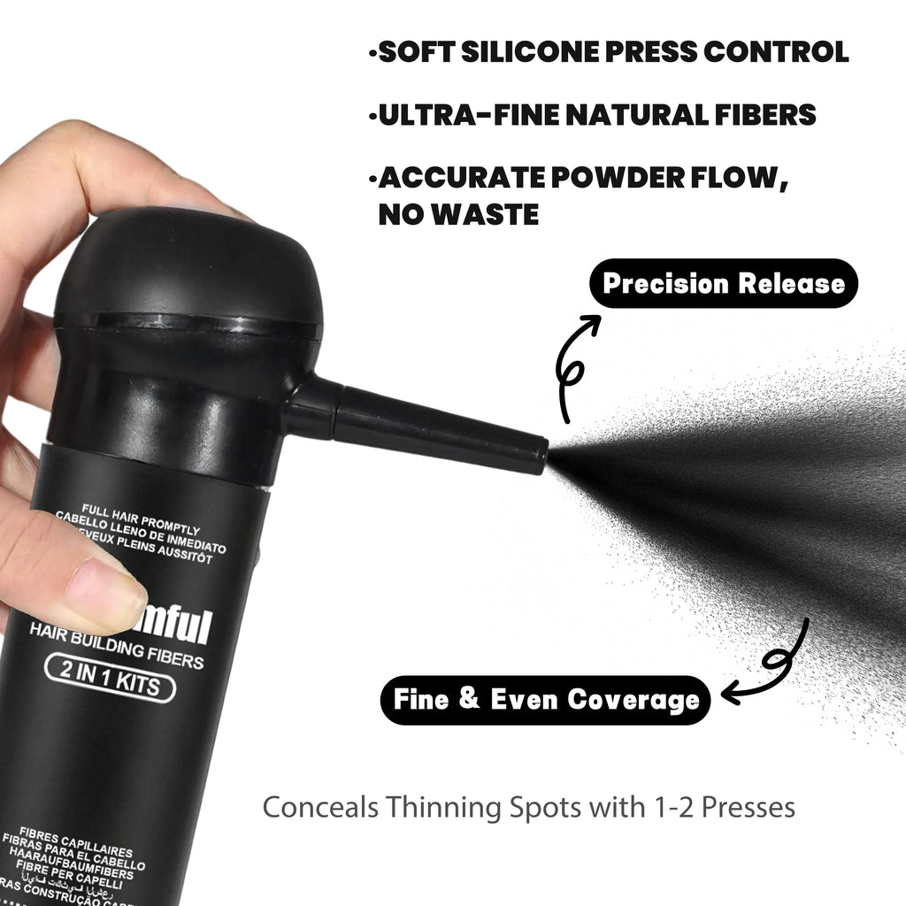 Adglamful 30g Hair Building Fiber - Spray Head Design, Precise Coverage, 5 Sec Quick Thickening for Sparse Areas & Styling