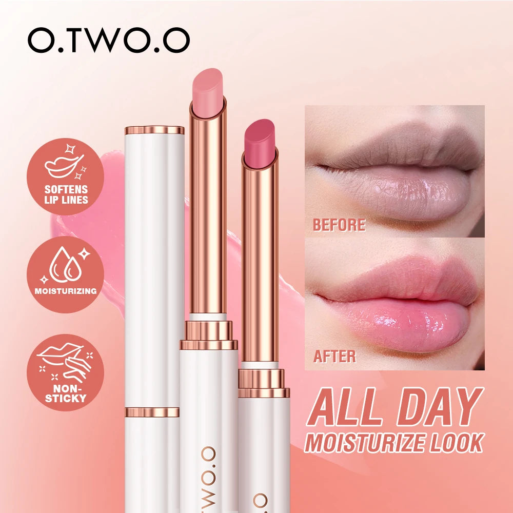 O.TWO.O Color Changing Lipstick Moisturizing Lip Balm Nourising Long Lasting Lip Gloss Natural Beeswax Lip Care Cosmetics
