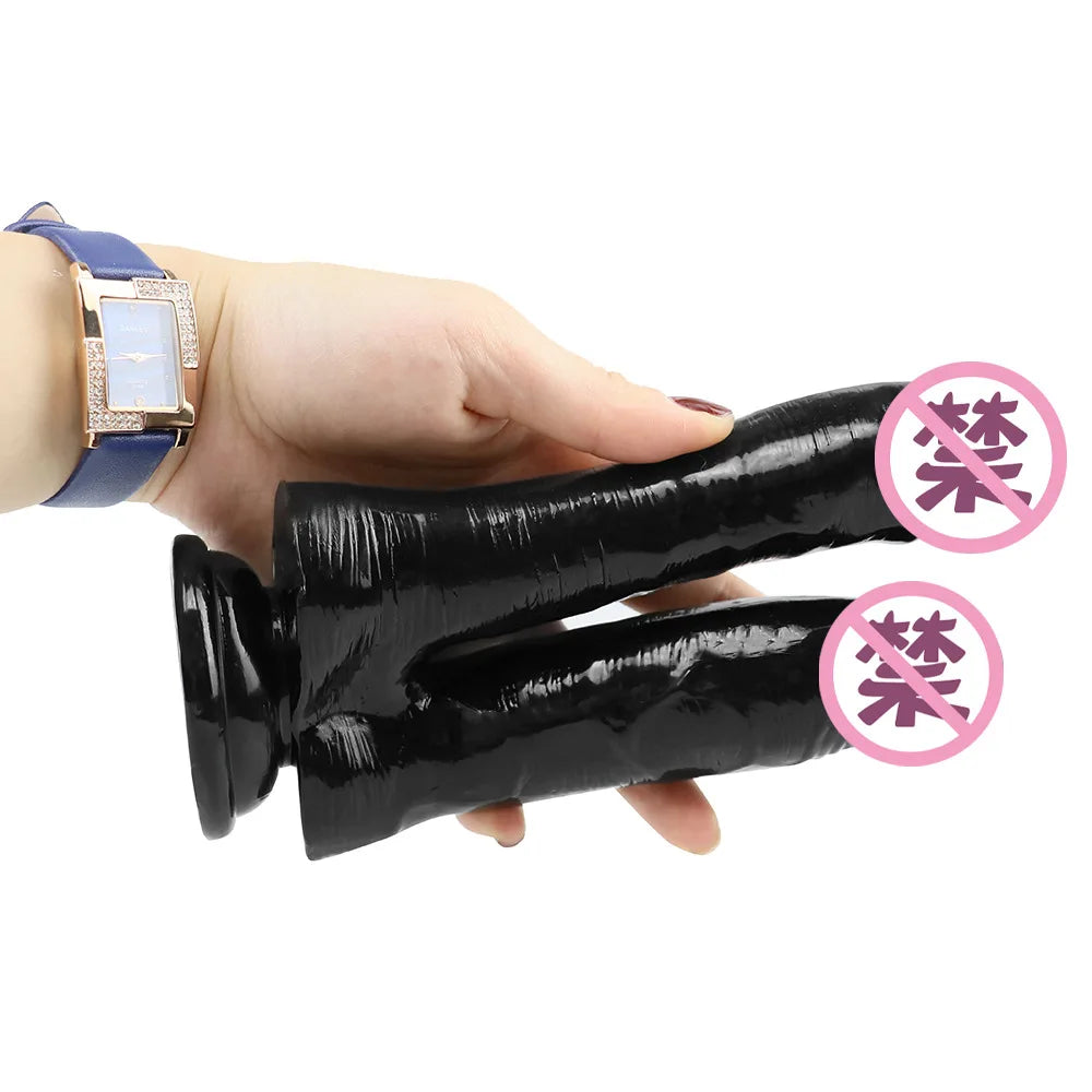 Realistic Double Ended Dildo Sex Toy for Women or Couples Dual Sided Headed Penetration Dong Device with Simulated Penile Sucker
