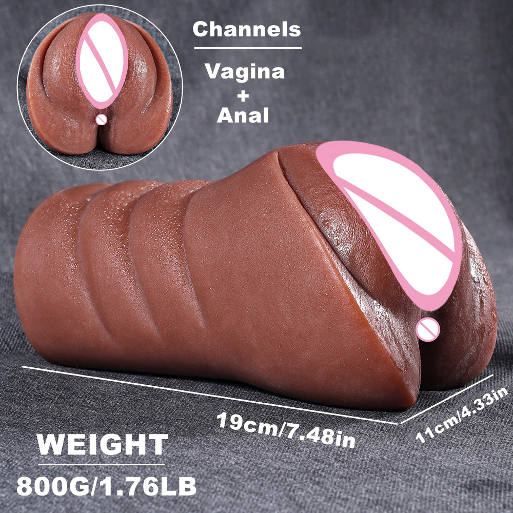 Anime Sex Toys for Men 2 in 1 Artificial Vagina Anus Deep Throat Pocket Pussy Handheld Masturbation Cup Soft Ass Adult Goods