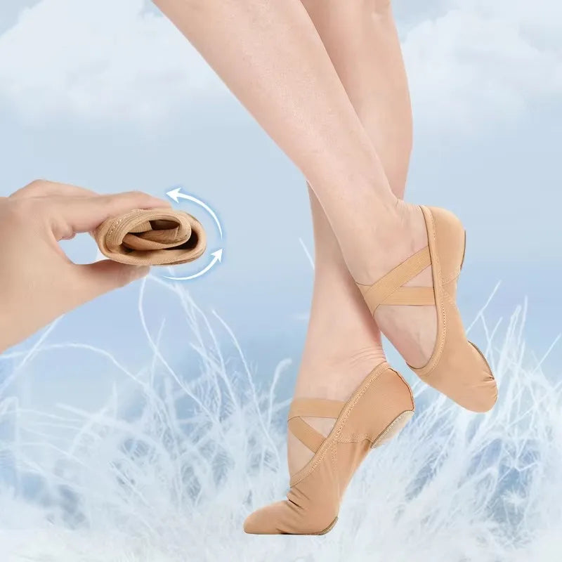 Women Ballet Shoes Ballet Slippers Elastic Fabric Gymnastics Sneakers Ballet Flats Cat Claw Soft soled Shoes