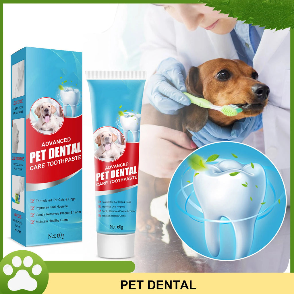 60g Pet Dental Care Toothpaste Plant Fresh Breath Plaque&Tartar Control Edible Oral Care for Dog Cat