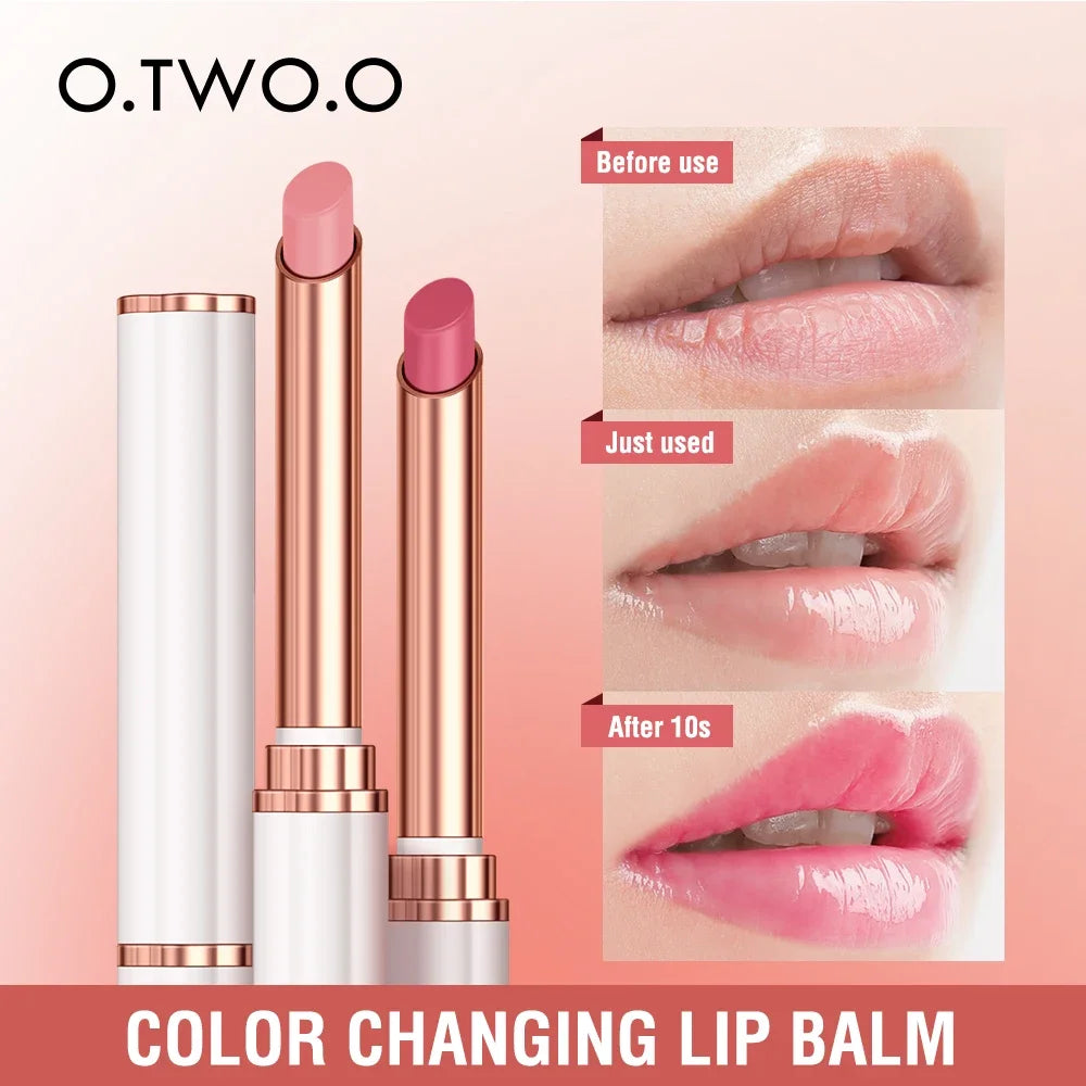 O.TWO.O Color Changing Lipstick Moisturizing Lip Balm Nourising Long Lasting Lip Gloss Natural Beeswax Lip Care Cosmetics
