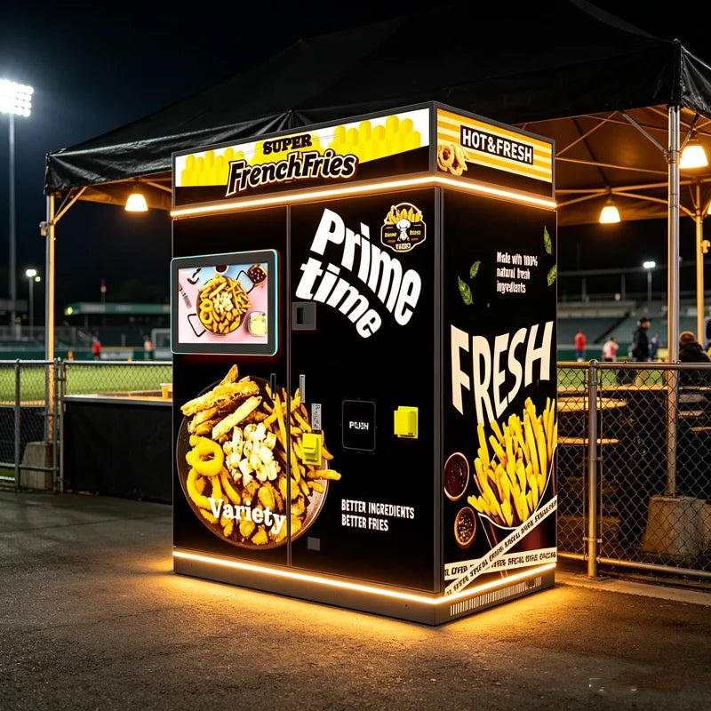 Hot Food air Fryer Vending Machine Automatic Fried French Fries Vending Machine for Sale Selling 2 Types of Food Customized