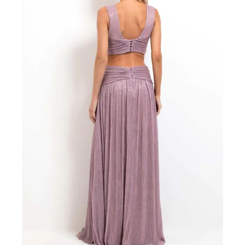 Elegant Dress Temperament Evening Dresses Sexy Vestidos Largos Hot Style French Solid Color Sleeveless Backless Slit Slim Party