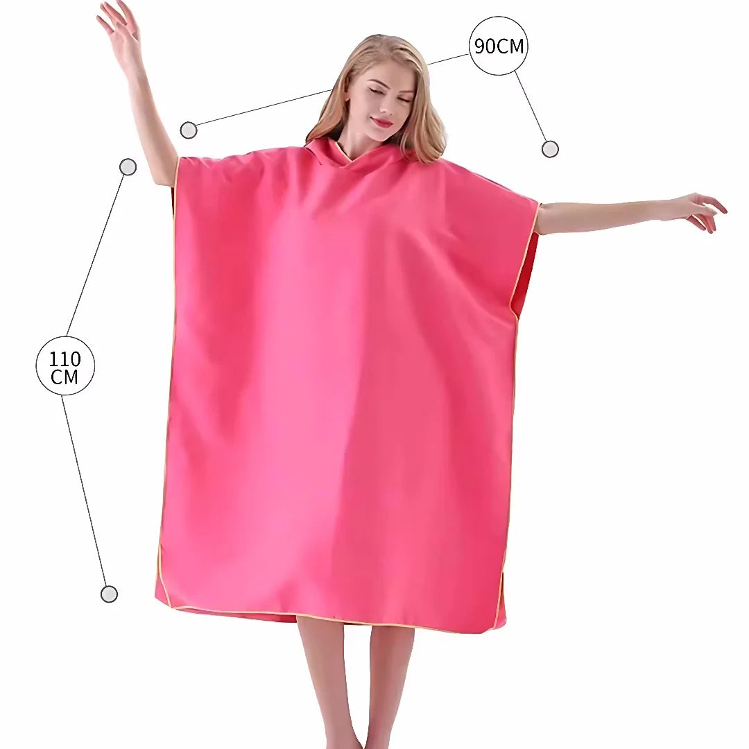 Microfiber Bathrobe Towel Hooded for Adult Swimming Beach Bath Towel Quick Dry Absorbent Wearable Robe with Sleeves