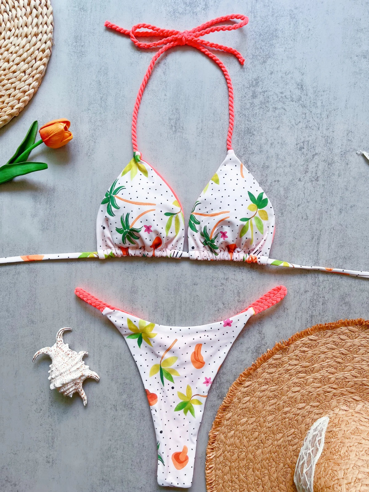 Sexy Triangle Bikini Push Up Brazilian Swimwear Women Printed Bikinis Padded Swimsuit Thong Bathing Suit Maillot De Bain Femme