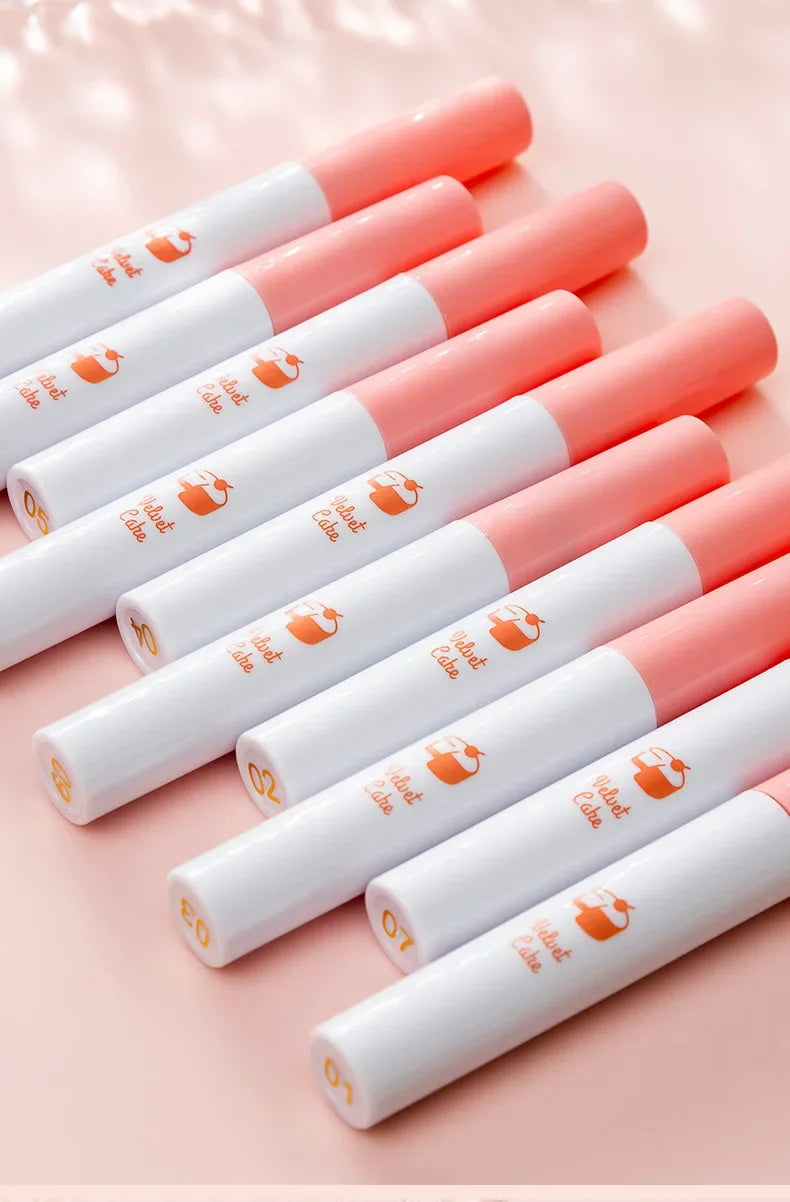 Matte Non-Stick Cup Lip Gloss 10 Sticks Cigarette Tube Lip Glaze Set Liquid Lipstick Velvet European and American Makeup