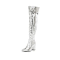 Sexy Over the Knee High Boots Women Party Dance Winter Shoes Ladies Silver Gold Thick High Heel Custom Botas Feminina WSH4928