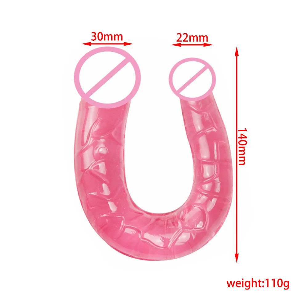 Realistic Penis Dildo Sex Toys For Woman U Shape Double Ended Flexible Jelly Dildos Penis G Spot Anal Stimulator Adult Sex Toys