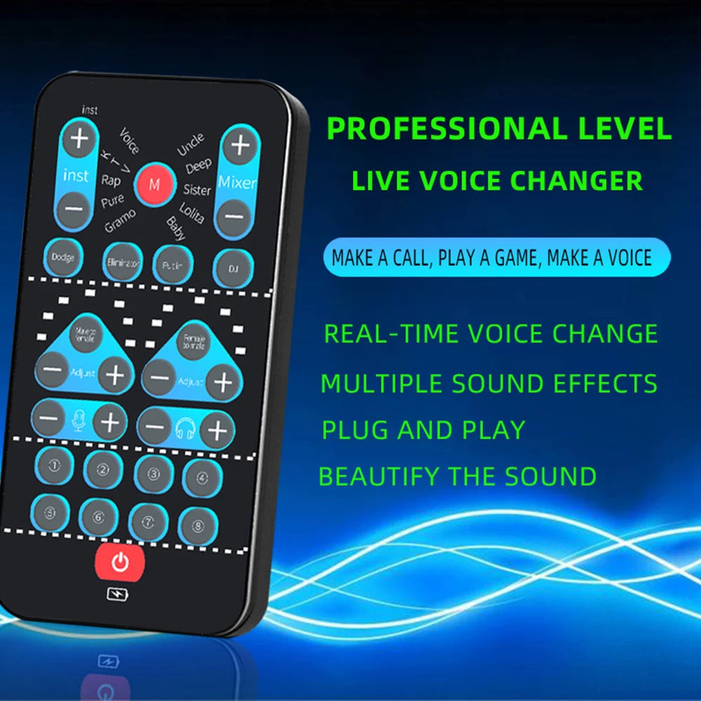 Recording Sound Card M10 Voice Changer Device Handheld Live Sound Card Sound Board Set for Podacsting Broadcasting Singing Recor