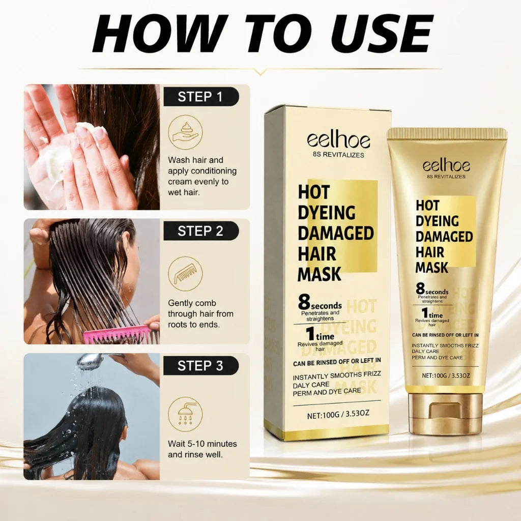 Keratin Hair Mask Professional Repair Dry Damaged Tame Frizzy Flyaway 5 Sec Quick Treat Soft Sleek Glossy Moisturizing Hair Care