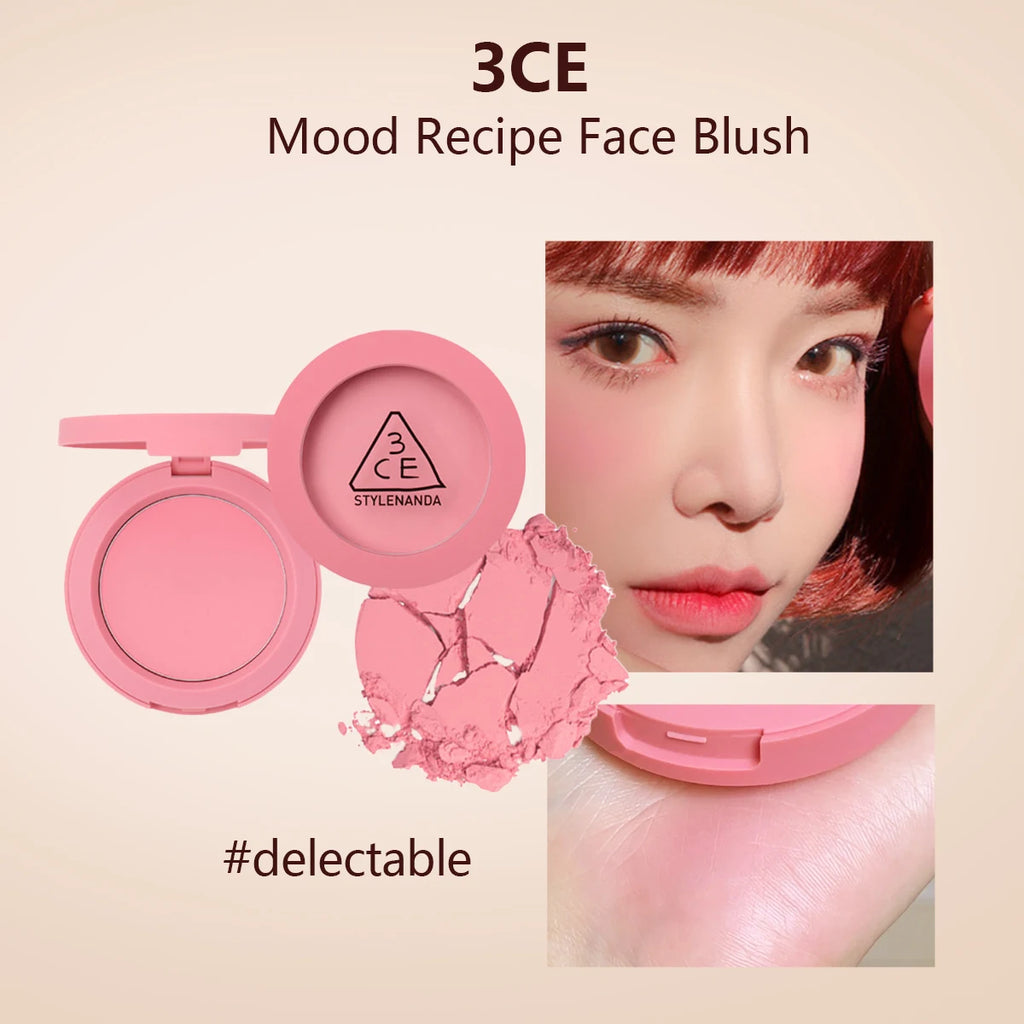 3CE Mood Recipe Face Blush,Silky Powder,Natural Color Payoff,Long-Lasting Wear,Complete Makeup,Korean Cosmetic,Korean Makeup