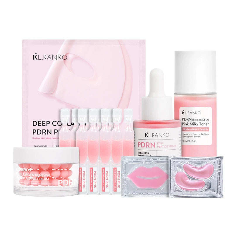 Pdrn Pink Facial Skincare Set Collagen Capsule Cream Single-use Serum Facial Mask, Eye Mask Moisturizing Water Korean Skincare