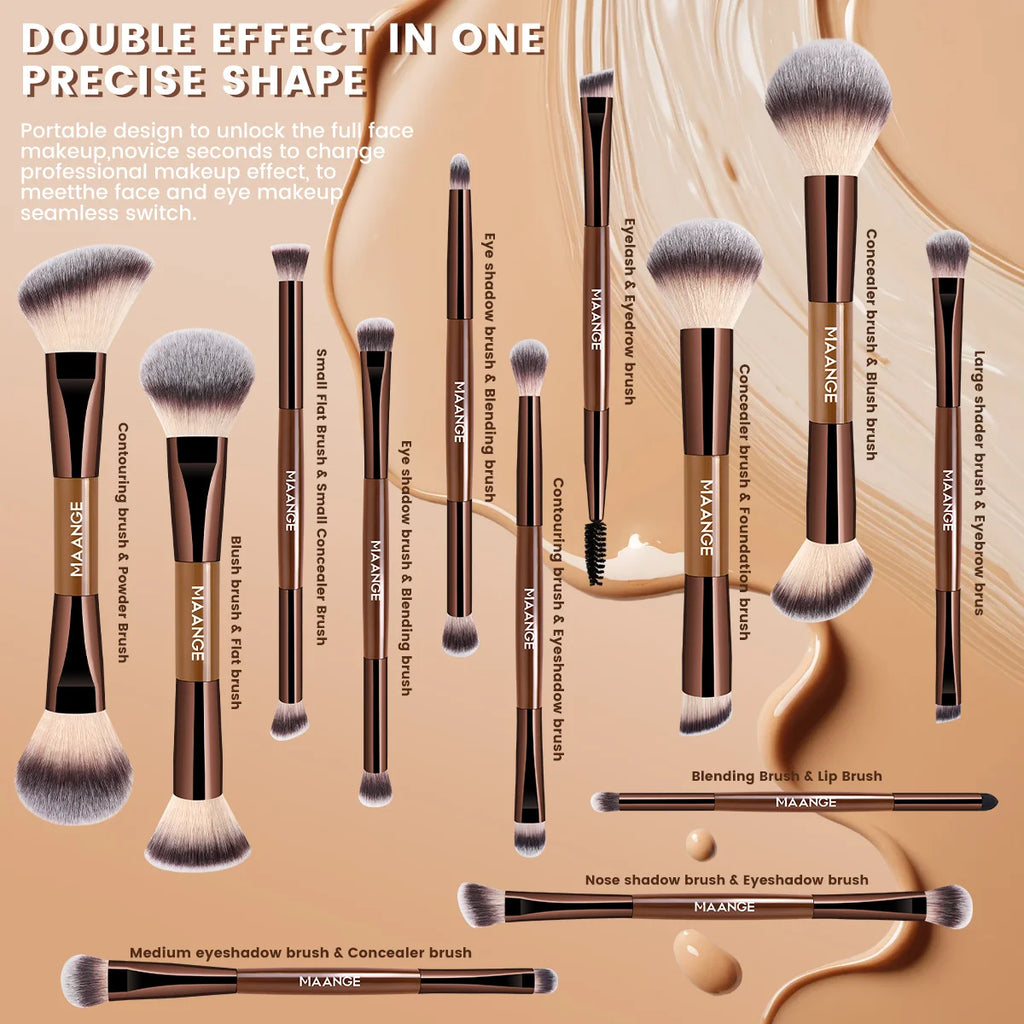 MAANGE 13pcs Makeup Brushes with Storage Bag Foundation Brush Powder Blusher Brush Eye Brush Multi-functional Makeup Brush Set