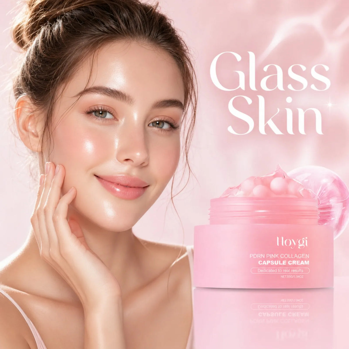 Korean PDRN Pink Collagen Capsule Cream Anti-Wrinkle Hydrating Moisturizer Cream Firming Brightening Skin Face Care Capsules
