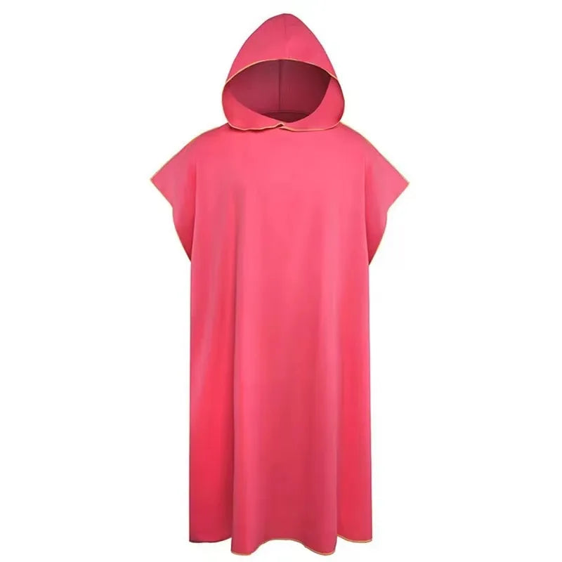 Microfiber Bathrobe Towel Hooded for Adult Swimming Beach Bath Towel Quick Dry Absorbent Wearable Robe with Sleeves