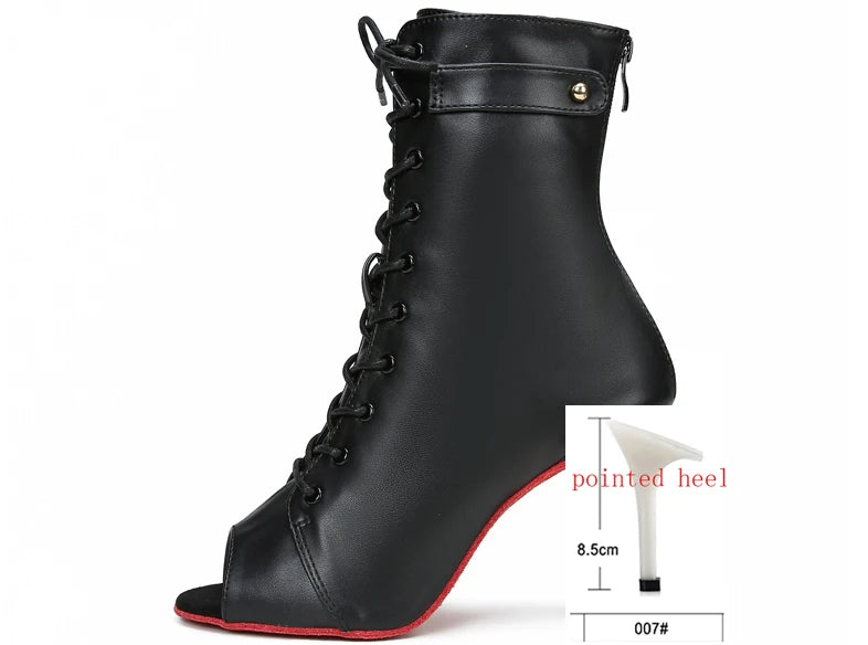 Bottes noires à talons hauts pour femmes, talons aiguilles fins, chaussures de danse latine, sexy,salsa et tango