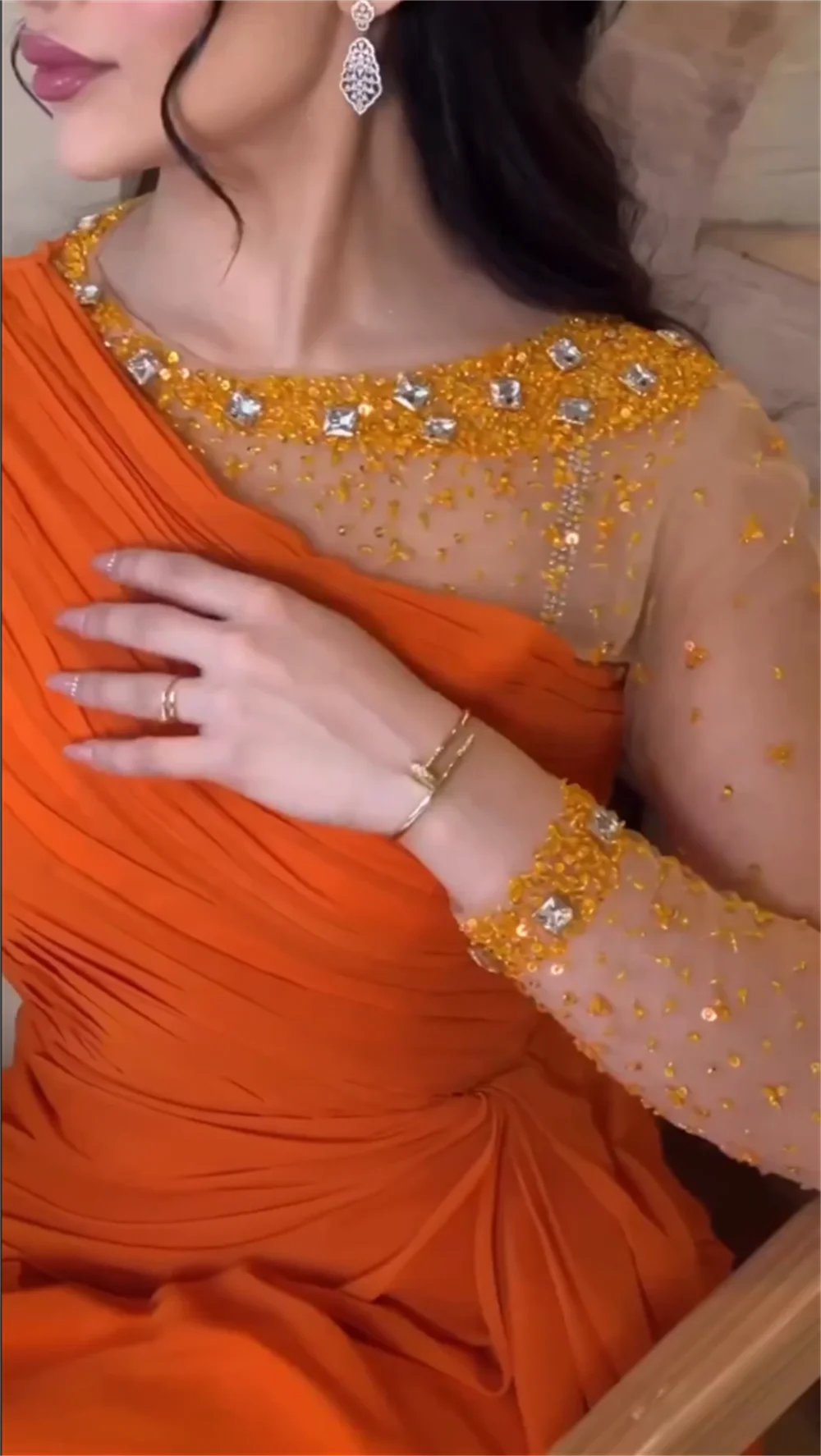 Customized  Intricate Fashion Jewel A-line Beading Chiffon Formal Occasion Gown Vestido Invitada Boda 2023  Azul Rey