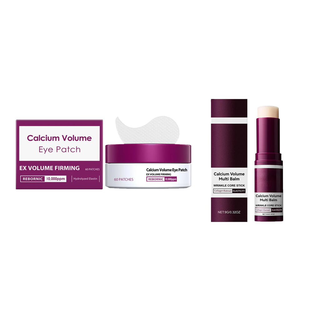 Calcium Skincare Set Anti-Aging Calcium Volume Facial Serum Eye Patches Multi Balm Fade Fine Lines Reduce Dark Circles Nourishes