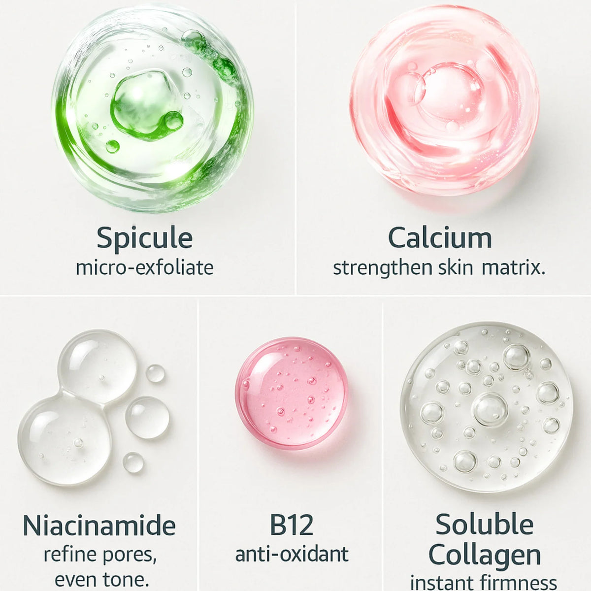 Cyano Pink Spicule Serum Calcium B12 Facial Essence with Niacinamide Hyaluronic Acid Brightening Hydrating Firming Face Serum Mo