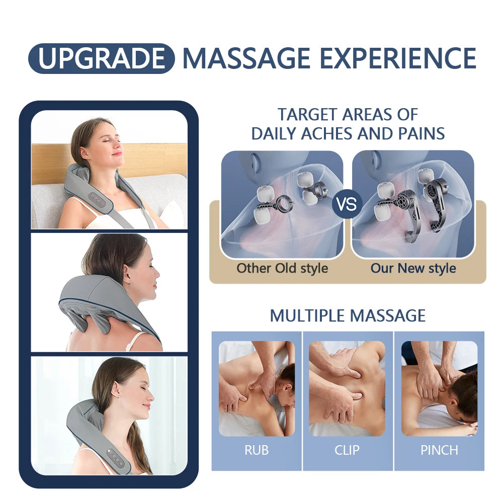 2026 NEW 26W Neck And Shoulder Massager Wireless Shoulder And Back Kneading Massage Shawl Trapezius Neck Cervical Masajeador