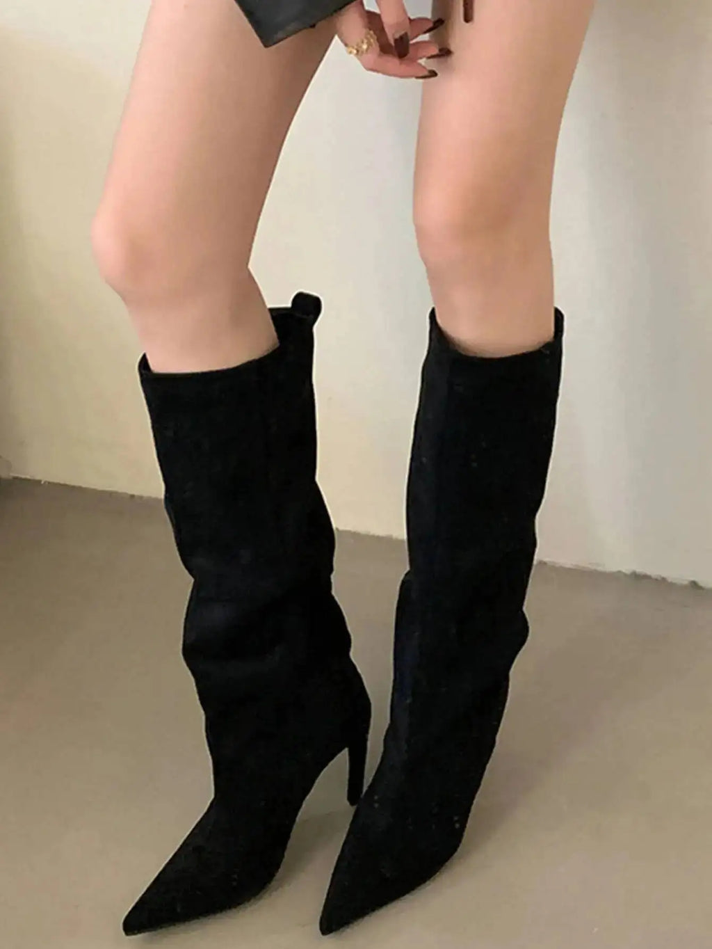 Sexy Pointed Toe High Boots Women Fashion Long Booties Zapatos for Woman Elegant Party Straight High Heel Shoes Winter Footwear