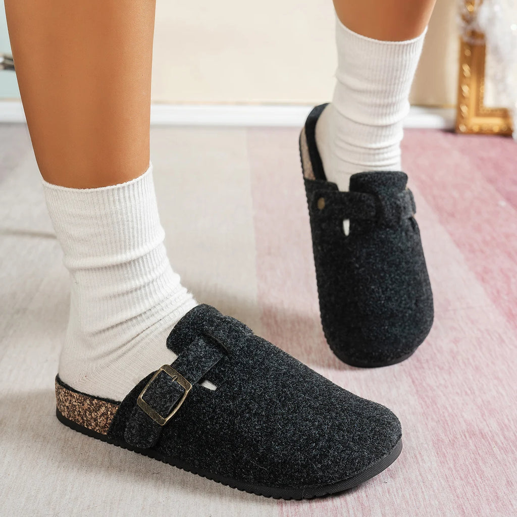 Women's Fashionable Home Slippers, Autumn and Winter Outdoor Commuting Home Warm Closed-Toe Slippers