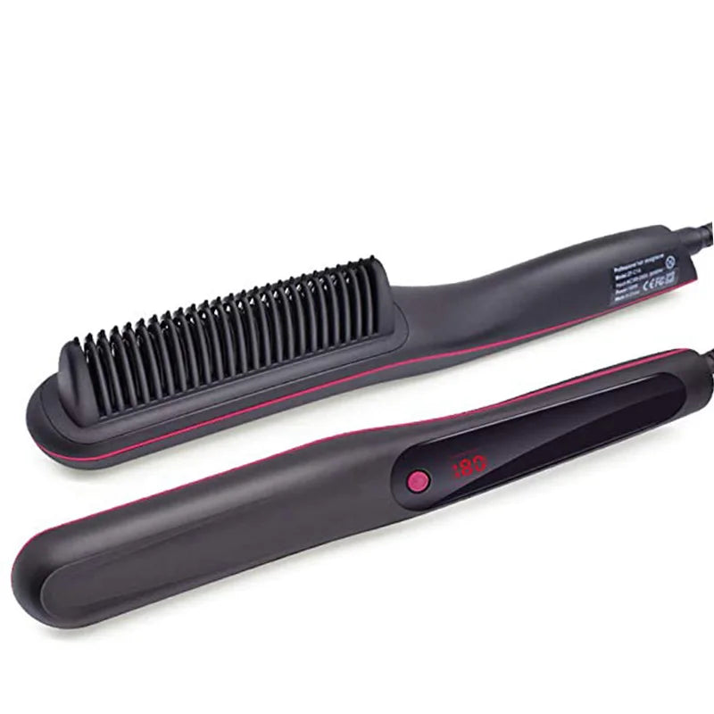 Multifunctional Hair Straightener Brush Negative Ion Anti-Scalding Styling Tool Fast Heating Straightening Brush Hot Comb