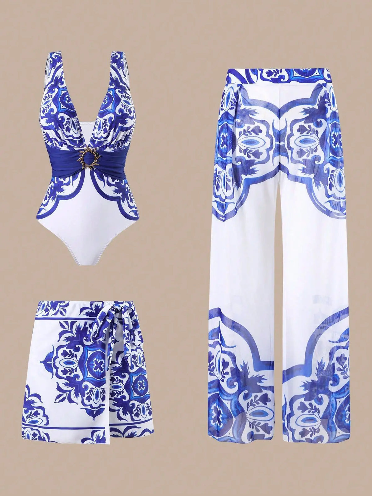 Bathing Suit Women Fashion Trend Sexy Swimwear Three-piece Jumpsuit Pants Set European And American Swimsuits