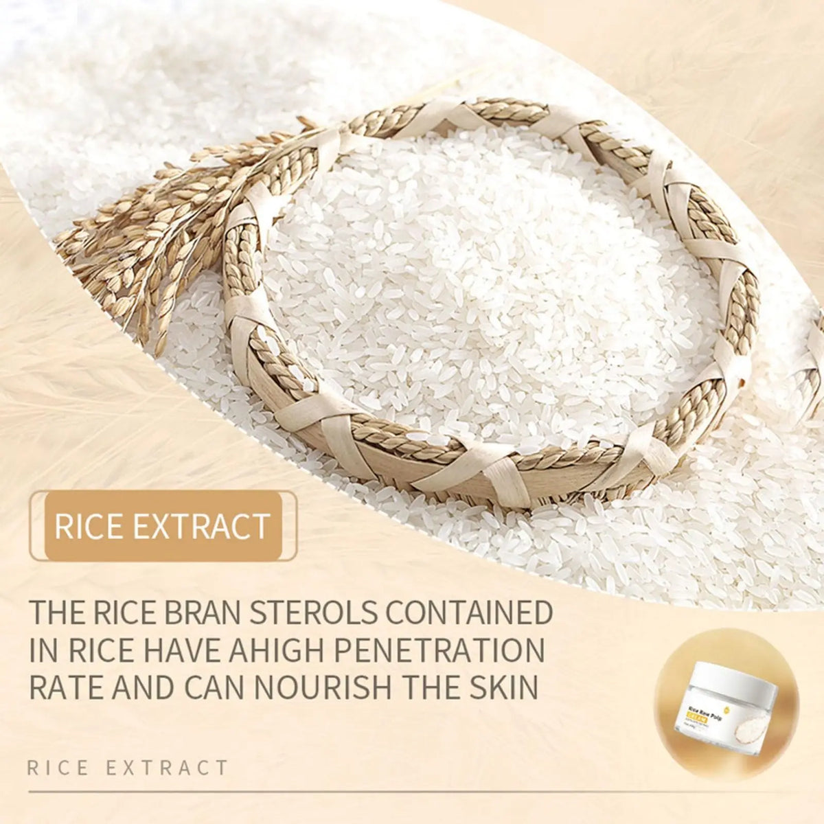 Rice Cream for Face, Rice Raw Pulp Face Cream, Rice Cream Moisturizer for Moisturizing Skin, Shrink Pores, Rice Extract Anti Agi