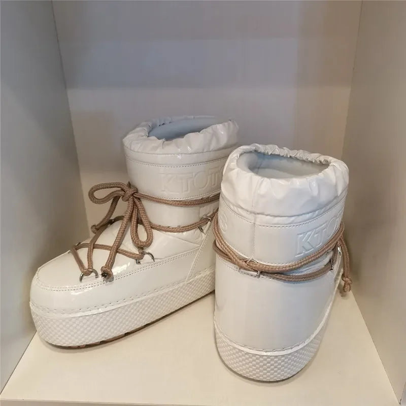 Botas Mujer 2022 New Snow Boot Women Winter Warm Shoe Platform Space Boots Skiing Space Boots Round Toe Platform Ankle Snowboots