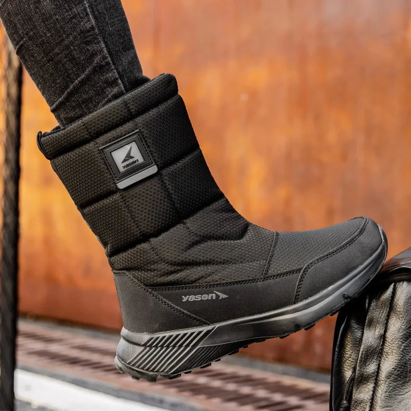 Mens Snow Boots Thickened Plush Warm Cotton Boots Outdoor Non-slip Platform Boot High-top Winter Boots for Men Botas Para Hombre