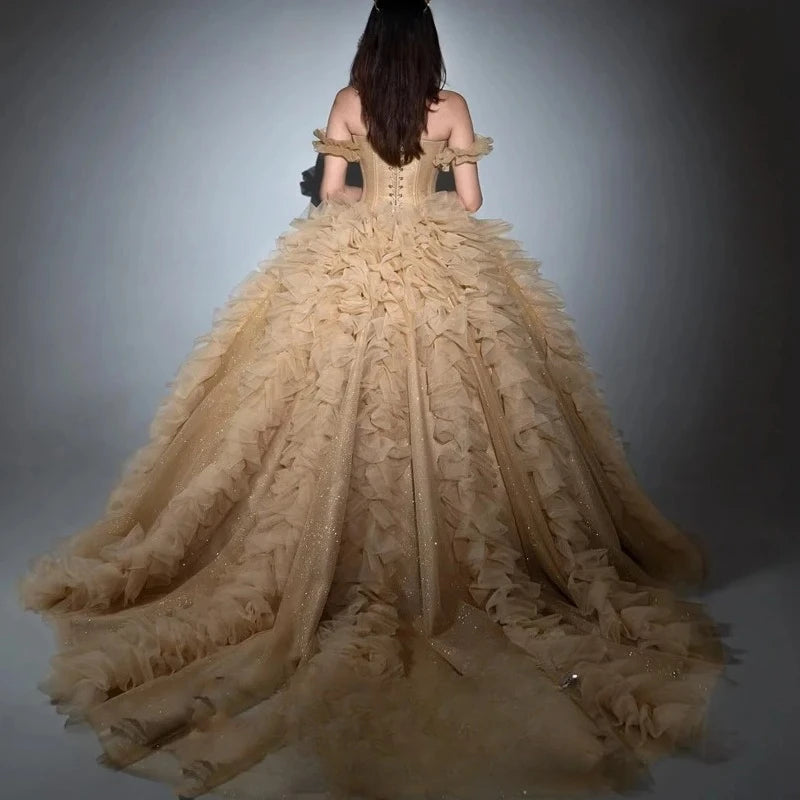 Customized Graceful Luxury Shiny Quinceanera Dresses for Girl Glitter Ruched Sweetheart Corset Vestido Charming Ball Gown