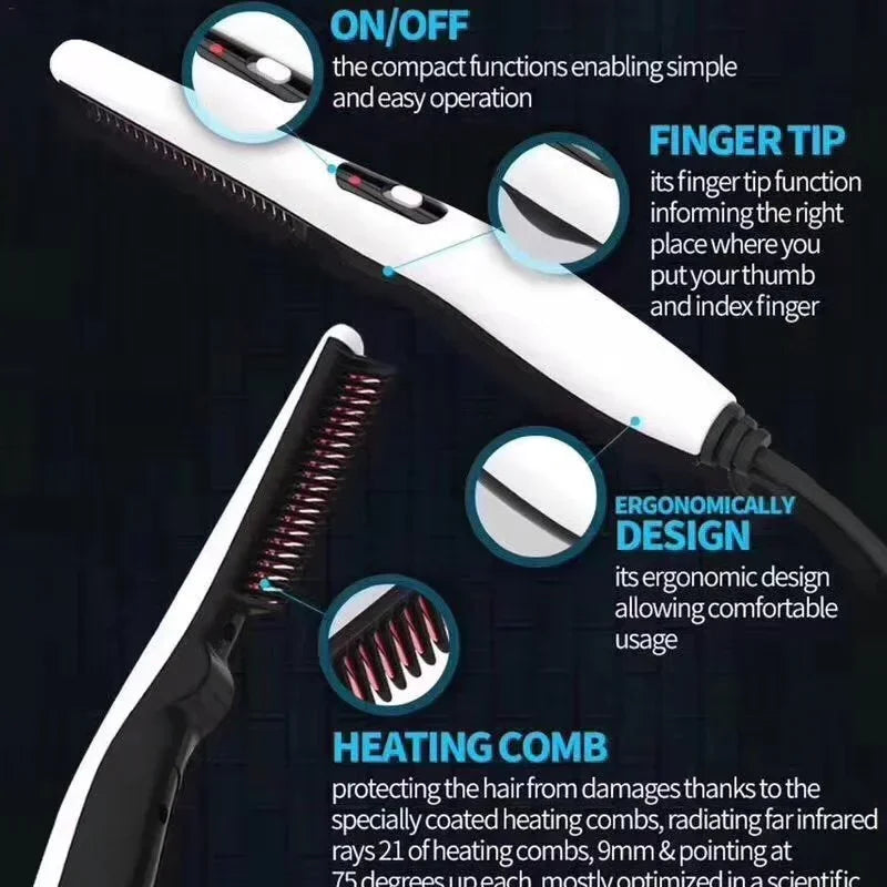 Multifunctional Hair Comb Brush Beard Straightener Hair Straighten Electric Beard Straightening Comb Quick Hair Styler For Men