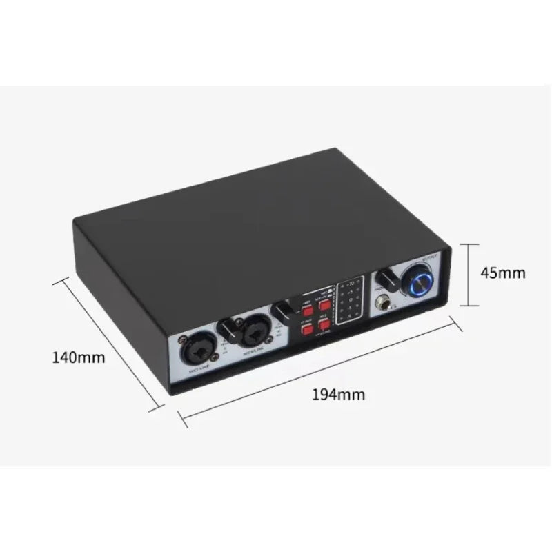 Professional sound card recording 2 Channels mini audio interfaces podcast USB for Musical Instruments Live streaming singing