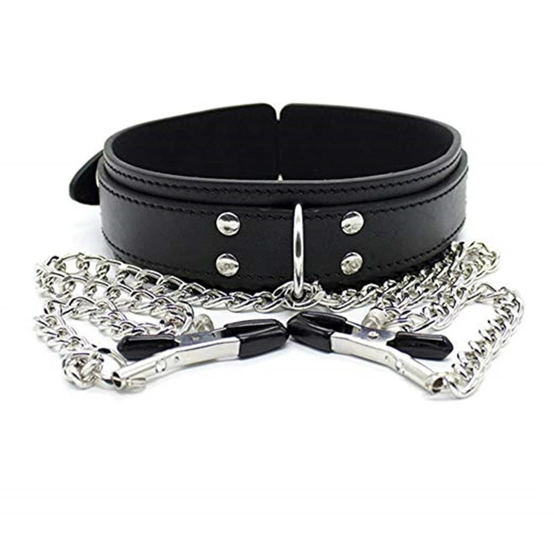 Adult Games Sexy Toys For Women Couples BDSM Bondage Fetish Collar Chain Collars Nipple Clamps Vagina Clitoris Sex Products 18+