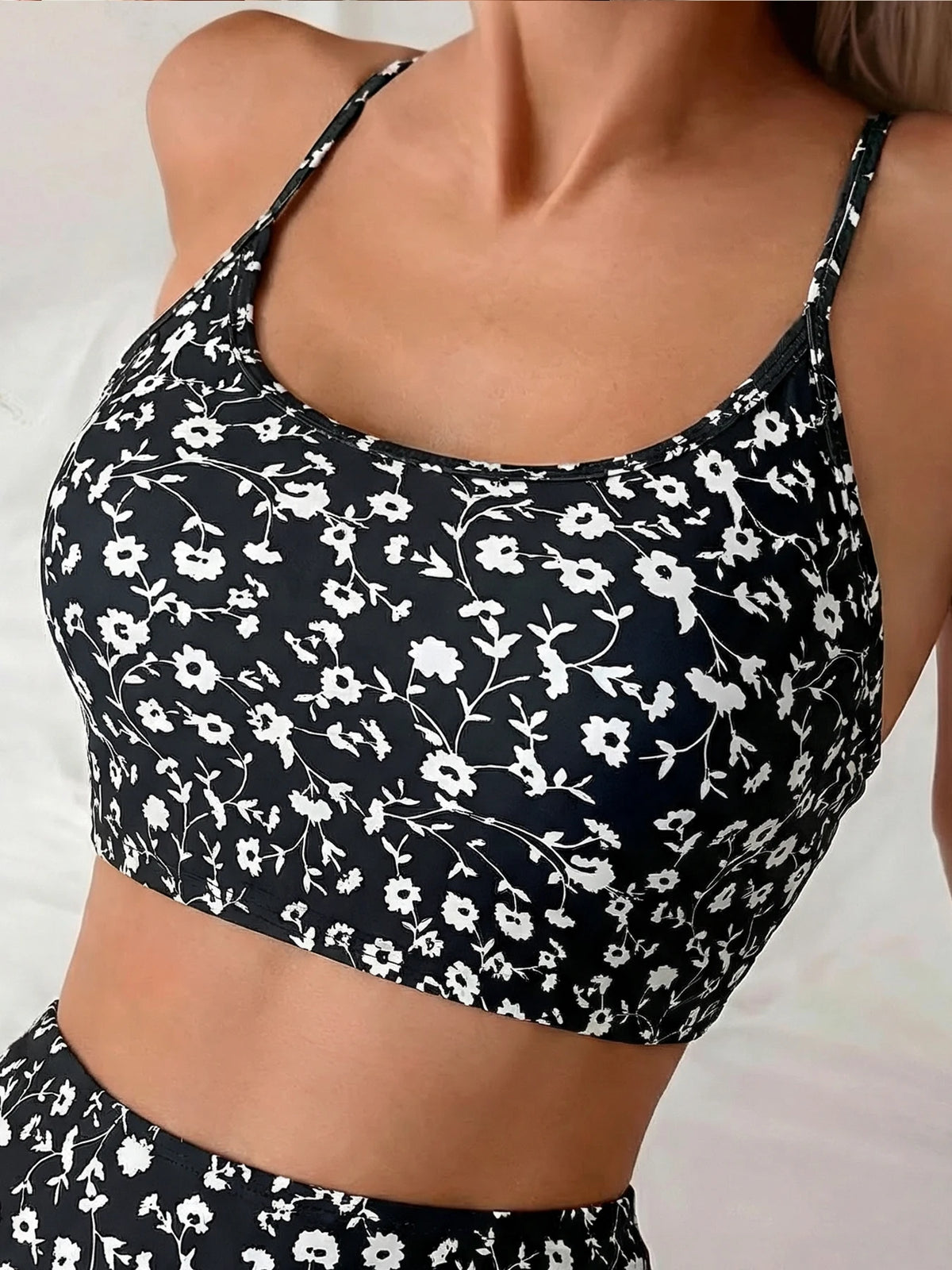 Bohemian Flower Print Bikini Set High Waist Two Piece Swimsuit Women Spaghetti Strap Bathing Suit Summer Beachwear