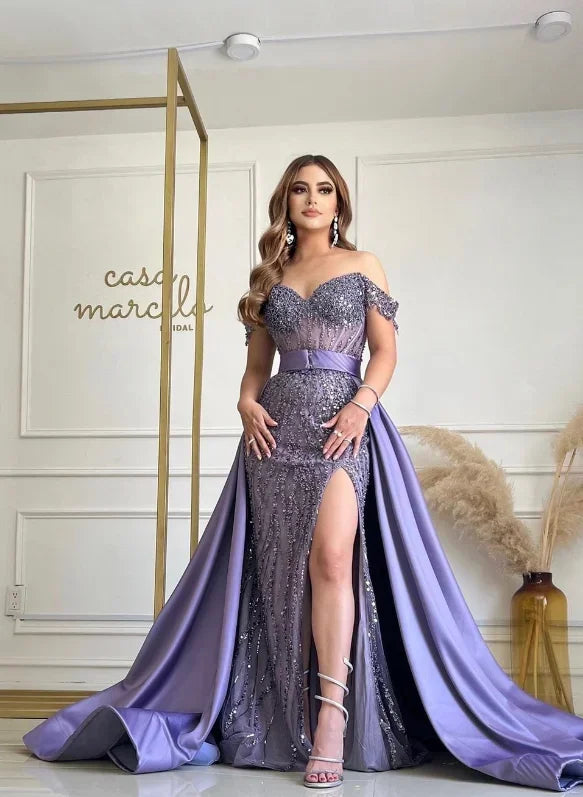 Customized Floor Length Vestido Dourado Longo Formal Dress Women Elegant Shiny Dress Dresses سيرين سيرين لفساتين السهرة