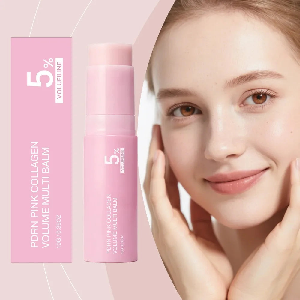 Pink Collagen Volume Balm 5% Volufiline Plumping Hydrating Balm Stick Korean Skin Care Fine Lines Moisturizer For Face Neck Eye
