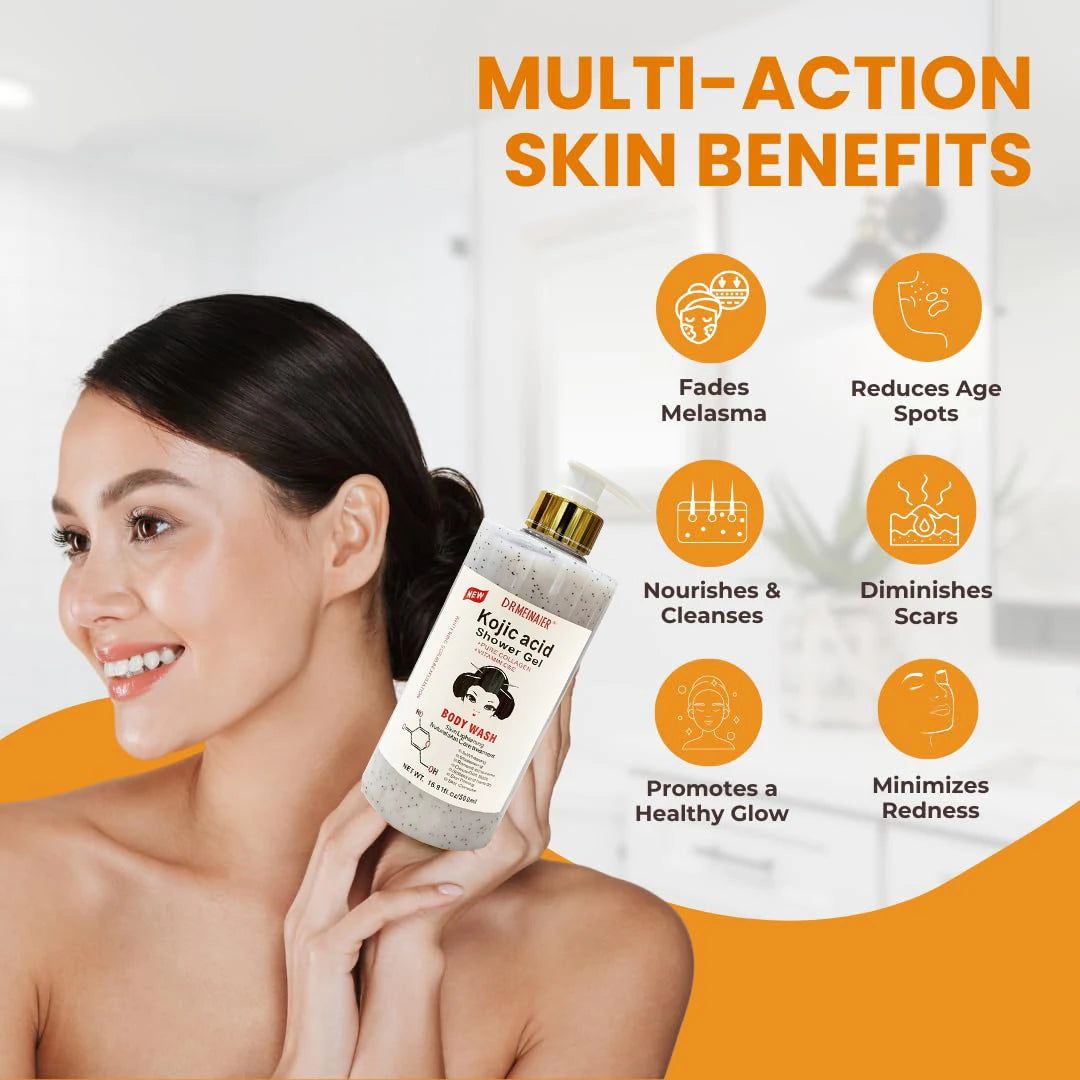 500ml Kojic Acid Shower Gel Deep Cleansing Brighten Skin Body Wash Skin Whitening Exfoliator Body Care Moisturizing Skincare