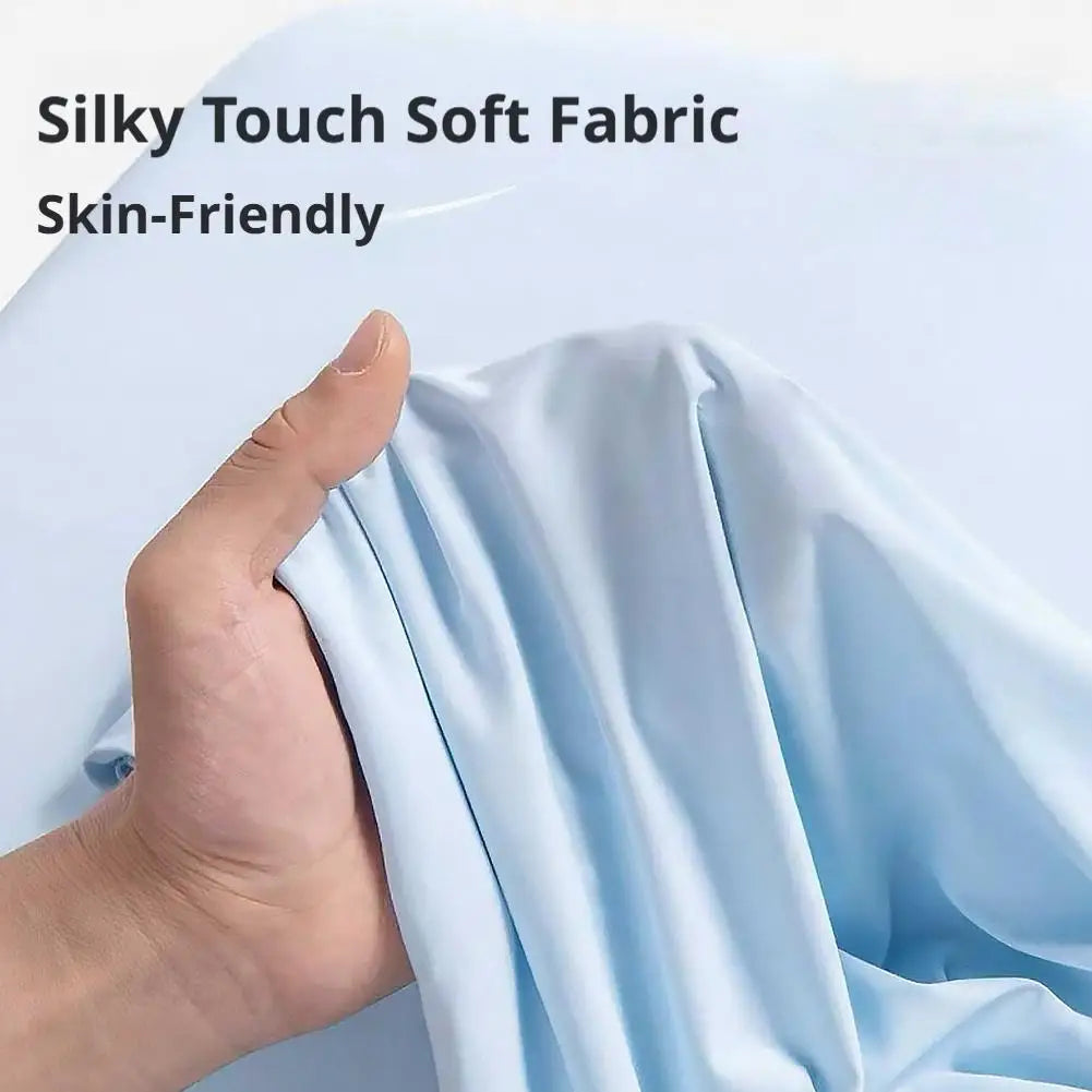 Cooling Pillow Case Summer, Ice Silk Breathable Soft Cover, Open Elastic Edge Wrap, Smooth Cool Feel for Night Sleep